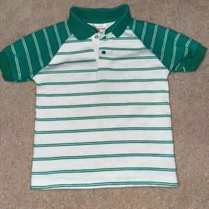 Vintage Health-tex Green and White Kids Polo Shirt 3T ✨RARE✨